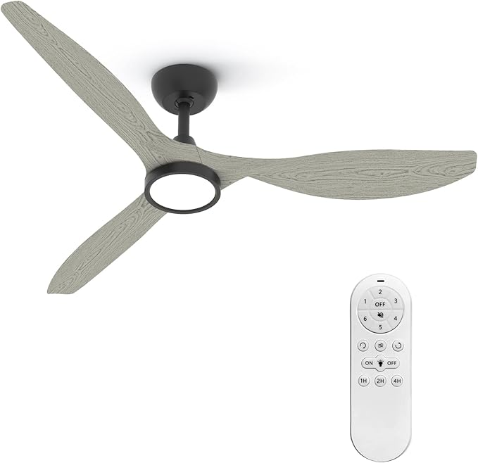 Roomratv Ceiling Fans with Lights and Remote Control,Quiet Noiseless Reversible DC Motor,6 Speeds,Timers, 3 CCT, Indoor Use, Plastic Blades,52 Inch White Oak Modern Ceiling Fan for Living Room