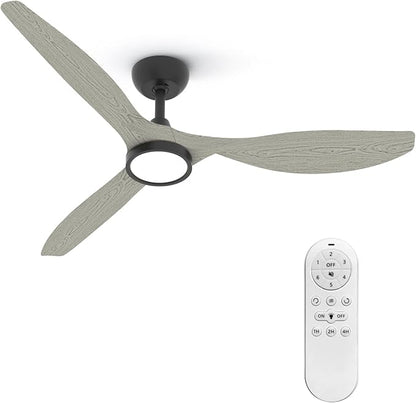 Roomratv Ceiling Fans with Lights and Remote Control,Quiet Noiseless Reversible DC Motor,6 Speeds,Timers, 3 CCT, Indoor Use, Plastic Blades,52 Inch White Oak Modern Ceiling Fan for Living Room