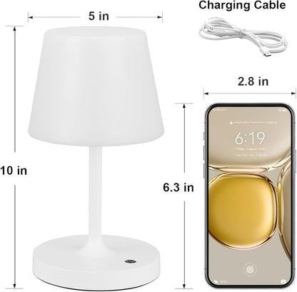 Kakanuo White Cordless Shower Lamp Waterproof, Rechargeable Table Lamp with 4000mAh Battery, Touch Dimmable Desk Light for Outdoor, Kitchen, Bathroom, Camping, Patio, IP54