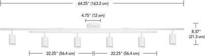 Globe Electric 64000097 64" 6-Light Track Lighting, Matte White, Center Swivel Bars, Pivoting Shades, Ceiling Lamp for Bedroom, Kitchen, Hallway, Bathroom, Den, Dining Room, Home Décor