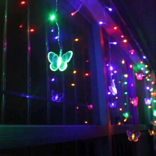 Butterfly Curtain Lights, 4.9ft 48 LED USB Window Fairy Lights 10 Butterflies 8 Modes Firefly Twinkle String Lights for Room Bedroom Wall Ceiling Party Wedding Christmas (Colorful)