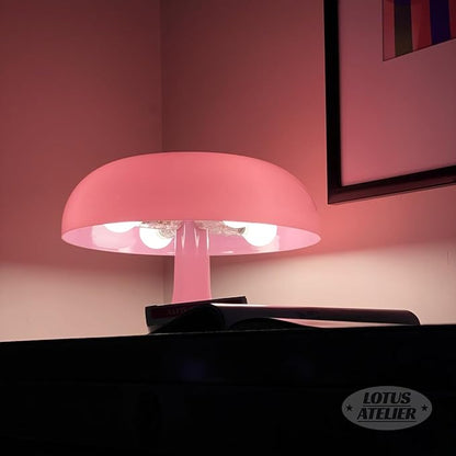 Lotus Atelier Light Pink Mushroom Lamp for Room | Aesthetic Modern Lighting for Bedroom Retro Pink Room Decor Midcentury Lamp