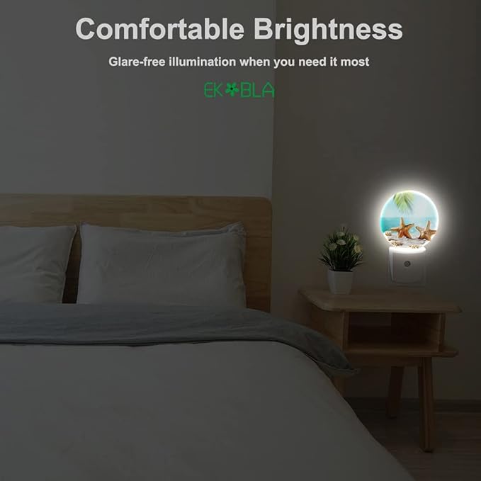 EKOBLA Starfish Plug-in Night Light, Summer Ocean Coastal Nautical Theme LED Nightlight with Dusk to Dawn Sensor for Kids & Adults Home Decor