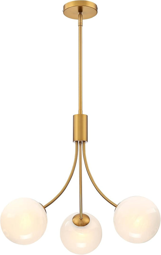 Bubble Chandelier, Modern Glass Gold Sputnik Chandelier 3-Light Ceiling Light Fixture Shades Stylish Bright Lighting for Dining Room Kitchen Bedroom Living Room Foyer Home Decor
