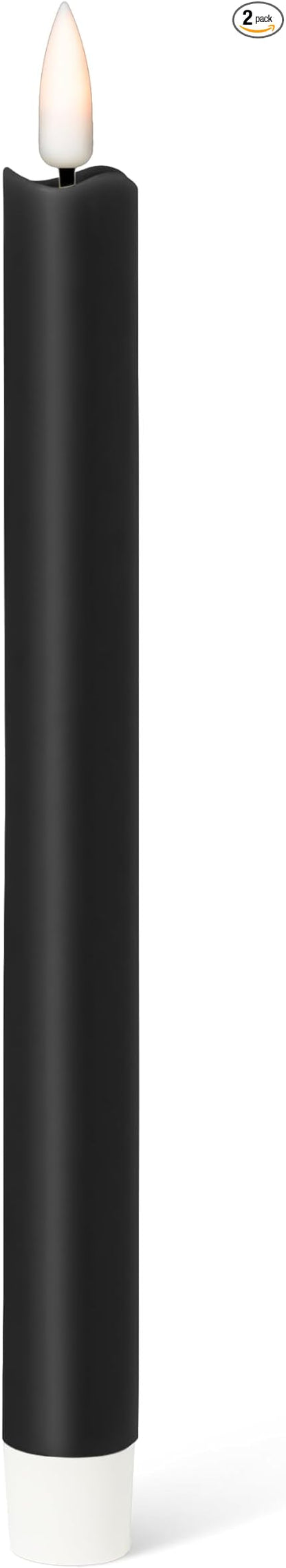 Abbott Collection Wax LED Flameless Taper Candle. Set of 2 - Black (9.5" H)