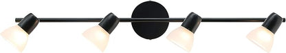 XiNBEi Lighting Track Light, 4 Light Track Bar Lighting with Glass, Modern Black Kitchen Ceiling Light XB-TR1237-4-MB