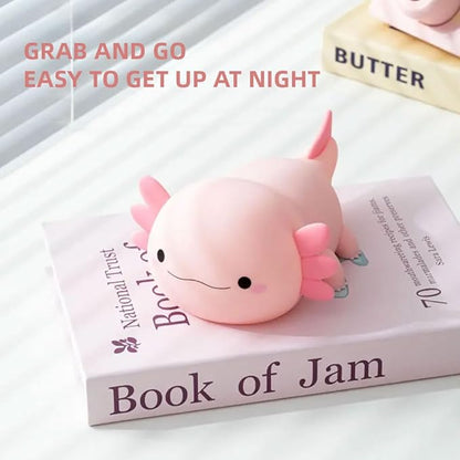IFTHFOUR Axolotl Night Light – Cute Rechargeable Dimmable Silicone Lamp for Kids, Kawaii Bedside & Nursery Decor, Trendy for Girls & Boys (Pink)