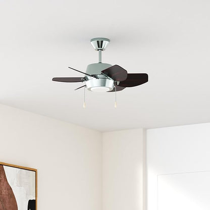 Litex Industries GA24BNK6L Litex Gaskin Sleek 24”Ceiling Fan Brushed Nickel Finish with 6 Glazed Cherry/Driftwood Reversible Blades, UL Rated