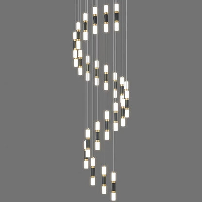 24-Light Modern Kitchen Island Dimmable LED Modern Black Gold Ceiling Pendant Light Living Room Bedroom Foyer LED 144W Stairs Large Chandelier