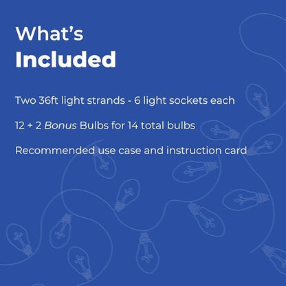 Blinkies Soft White Blinking Outdoor String Lights - Non-Programmed and Relaxing Twinkle Lights, 36 Foot Strands, 2 per Package, 12 Sockets Total
