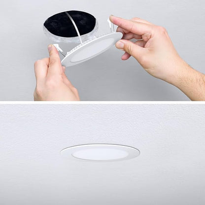 Feit Electric 6" Canless LED Recessed Downlight, 65W Equivalent, Non-Dimmable, Battery Backup, 5 Selectable Color Temperatures, Low-Clearance Applications for Indoor/Outdoor Use, LEDR6XT/BAT/5CCTCA