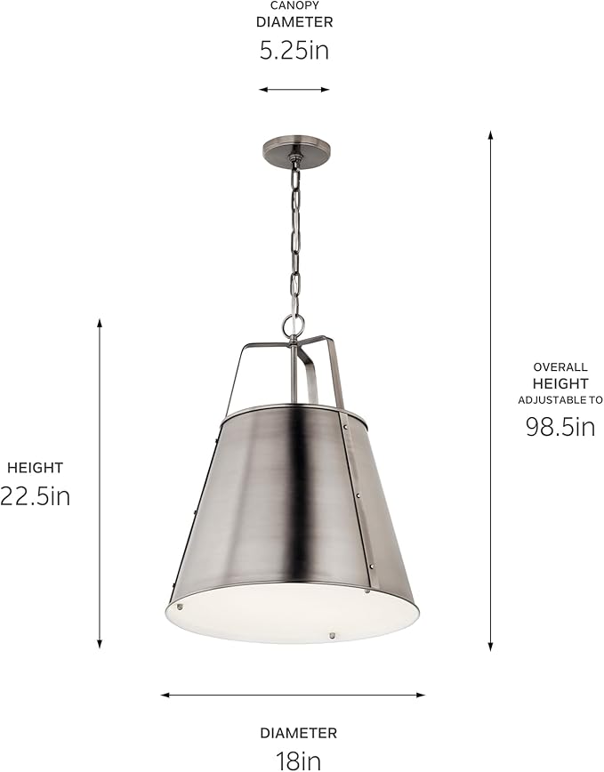 Kichler Etcher 2-Light Pendant Light Fixture, Updated Traditional Kitchen Island Hanging Light with Etched Painted White Glass Diffuser in Classic Pewter (22.5" x 18"), 52711CLP