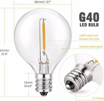 100FT Outdoor String Lights with 102 Shatterproof G40 LED Clear Globe Bulbs for Indoor/Outdoor, 2-Pack 50FT Connectable Hanging Lights for Party Decor
