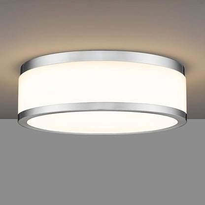 LMS 15 Inch LED Flush Mount Ceiling Light, 24W Modern Brushed Nickel Ceiling Lamp, 3CCT 3000K/4000K/5000K, Dimmable, Bathroom, Bedroom, LMS-054BN