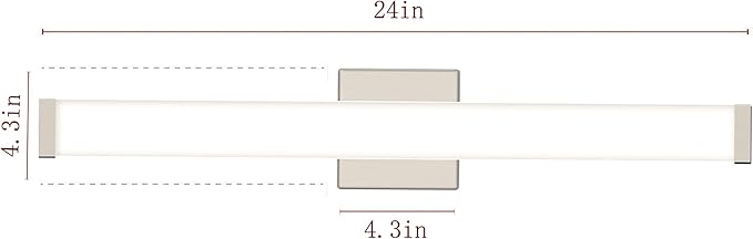 Bathroom Vanity Light Brushed Nickel Square LED 24 inch 14W 4000K Natural White Light Wall Bar Lighting Fixtures Over Mirror (Brushed Nickel, 24in)