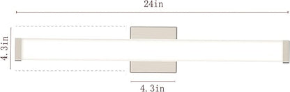 Bathroom Vanity Light Brushed Nickel Square LED 24 inch 14W 4000K Natural White Light Wall Bar Lighting Fixtures Over Mirror (Brushed Nickel, 24in)