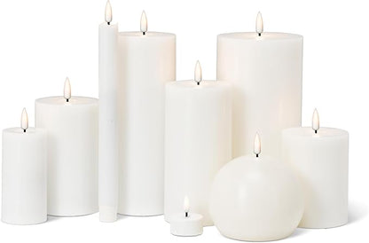 Abbott Collection Wax LED Flameless Pillar Candle - White (4x8 H)