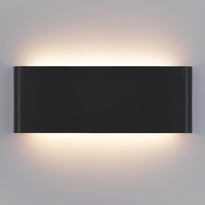 Mille Luckiole 15Inch Bathroom Vanity Mirror Light,5-in-1 CCT 3000K/3500K4000K/5000K/6500K Selectable Hallway LED Wall Light,Modern LED Sconce Wall for Stairwell,Bedroom,20W Black 1 Pack Led Wall Lamp
