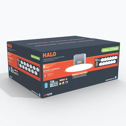 HALO CJB 6 inch 5CCT Canless Recessed Integrated LED Downlight with Attached JBOX 12 Pack