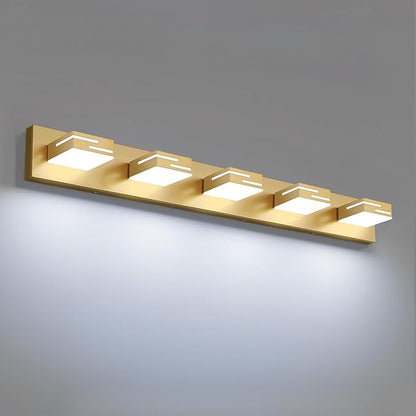 LED Modern Bathroom Vanity Light Fixtures, 5-Light 34-inch Dimmable Gold Vanity Lights for Bathroom Lighting Fixtures Over Mirror, with 360° Rotatable Heads (Cool White 6000K)
