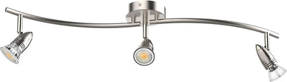 Track Lighting, Modern 3-Light Decorative Brushed Steel Flush Mount Ceiling Light Fixture, GU10 Pivot Heads, Adjustable Arms Directional Ceiling Spotlight Over Kitchen Sink, 28 Inch