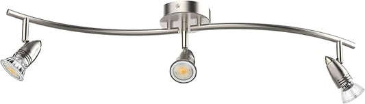 Track Lighting, Modern 3-Light Decorative Brushed Steel Flush Mount Ceiling Light Fixture, GU10 Pivot Heads, Adjustable Arms Directional Ceiling Spotlight Over Kitchen Sink, 28 Inch