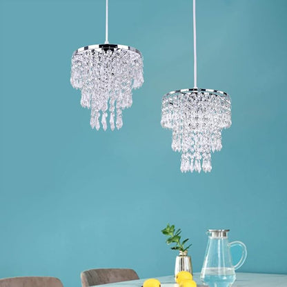 FRIXCHUR Mini Crystal Chandelier Lighting Fixture Flush Mount Ceiling Light Shade Chrome Lampshade Crystal Pendant Light for Hallway Girls Room Closet Dining Room Bathroom E26