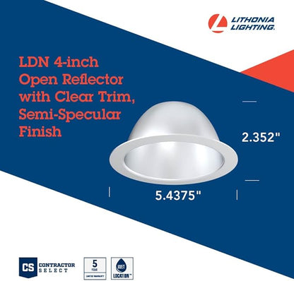 Juno Lighting LO4AR LSS Trim LED Commercial Downlight Trim Semi-Specular Finish, Clear, 4-Inch