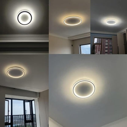Dimmable LED Ceiling Light Fixture Flush Mount,24" Modern Round Recessed Ceiling Lamp with 3000K-6000K APP Adjustment,Black 66W Close to The Ceiling Lighting Living Room Bedroom