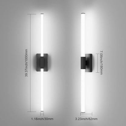 Ralbay Black 40inch Bathroom Vanity Lights Fixtures Over Mirror 32W Modern LED Modern LED Matte Black Vanity Light for Bathroom(5500K White Light)