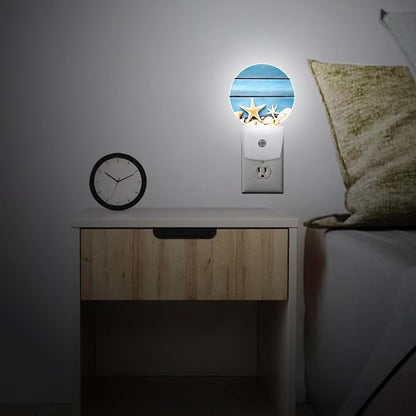 Nautical Blue Starfish Night Light Auto Sensor Led Dusk to Dawn Lamp Home Decor for Men Women