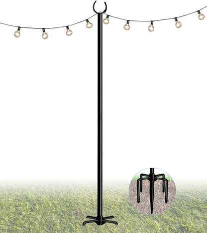 10FT String Light Pole Stand, Outdoor String Lights Hanging, Use for Backyard, Garden, Patio, Party, Festival, Wedding, Picnic, Matte, 1 Pole