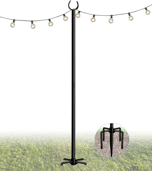 10FT String Light Pole Stand, Outdoor String Lights Hanging, Use for Backyard, Garden, Patio, Party, Festival, Wedding, Picnic, Matte, 1 Pole