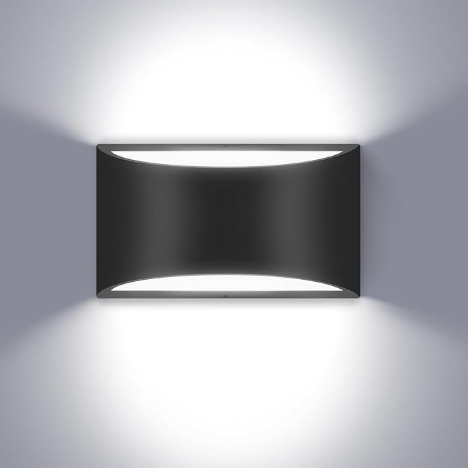 Black Modern LED Wall Sconce,Cool White 6000K Indoor Wall Lights 1 Pack Hardwired Up and Down Wall Mount Light for Bedroom Living Room Bathroom Hallway Entryway Stairwell (with G9 Bulbs)