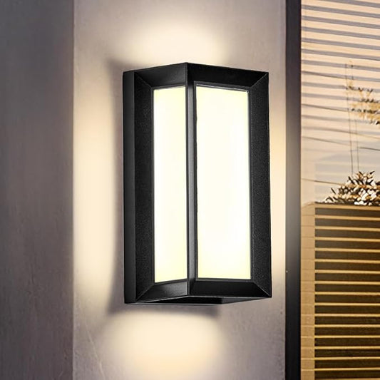 LED Modern Outdoor Wall Sconce Light 3000k 4500k 6000k 3-Color Adjustment Outside Light, Black IP65 Waterproof for House Patio Yards,Exterior Wall (1 Pack)