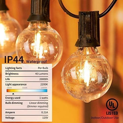 G40 Led Replacement Light Bulbs 1W Shatterproof Globe Bulb fits E12 or C7 Candelabra Screw Base Sockets, 1.5 Inch Dimmable Light Bulbs, Warm White (10Pack 2200k), Not for Solar String Lights
