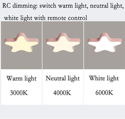 LED Ceiling Light Fixture, Modern Pentagram Recessed Ceiling Lights, 3000K-6000K Dimmable Light, Close to Lighting Flush Mount Living Room Pendant Lamps (Pink, 16inch)