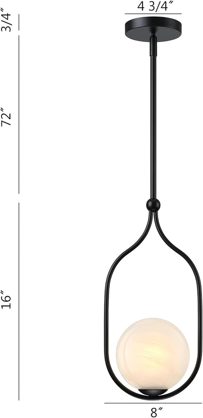 Globe Pendant Light, Modern Bubble Chandelier and Hand Blown Glass Chandelier with Black Finish Adjustable Rods for Kitchen Island Dinning Room Bedroom Living Room Home Owners