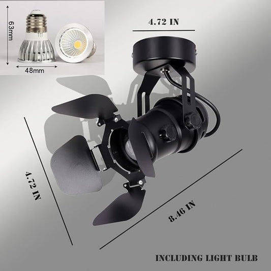 Ceiling Spotlight LED Black Modern Industrial Ceiling Light/Wall Lamp Adjustable Angle Indoor Decor Chandelier for Living Room Bedroom Shop Illumination COB Bulb 5W Warm Light