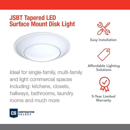 Juno JSBT 6-Inch SlimBasics Tapered Disk Downlight, 3000K, White (6 Pack)