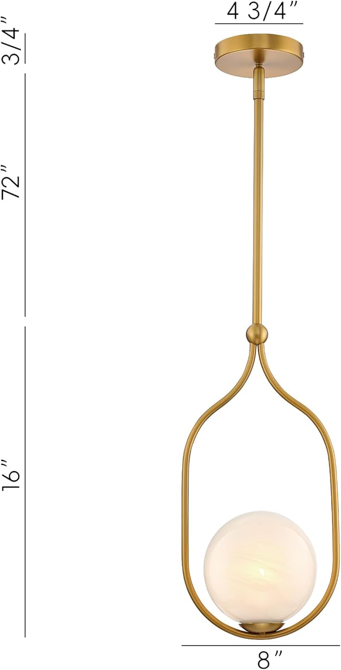 Globe Pendant Light, Modern Bubble Chandelier and Hand Blown Glass Chandelier with Gold Brass Finish Adjustable Rods for Kitchen Island Dinning Room Bedroom Living Room Home Owners