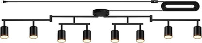 Plug in Track Lighting, LED Track Lighting Fixtures Ceiling, Black 8-Light Kitchen Light Kit, Plug in Wall Light with 14.8ft Power Cord, Rotatable Ceiling Spotlight for Bedroom(GU10 Socket, NO Bulb)