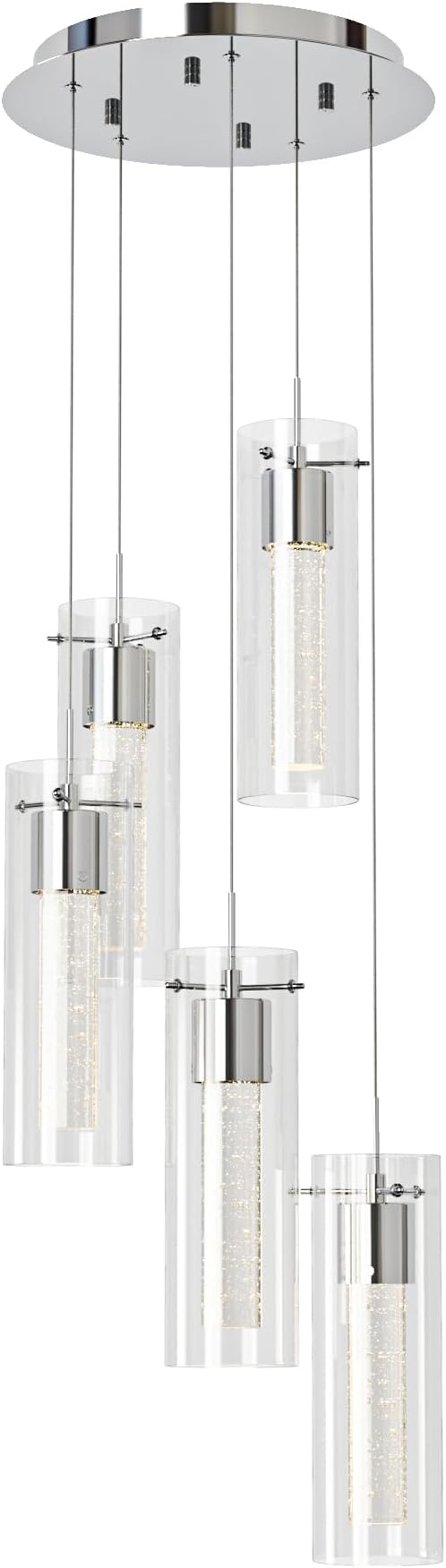 Tawson Alice 5-Light Chandelier Pendant Ceiling Light, Integrated Led and Bubble Glass, for Kitchen Island, Hallway, Entryway, Passway, Dining Room, Bedroom, Balcony Living Room