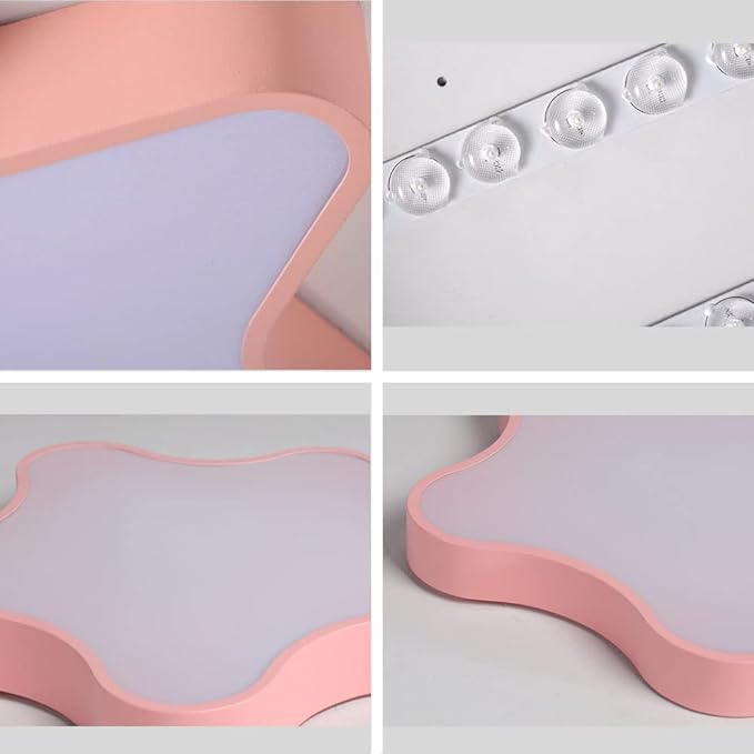 LED Ceiling Light Fixture, Modern Pentagram Recessed Ceiling Lights, 3000K-6000K Dimmable Light, Close to Lighting Flush Mount Living Room Pendant Lamps (Pink, 12inch)
