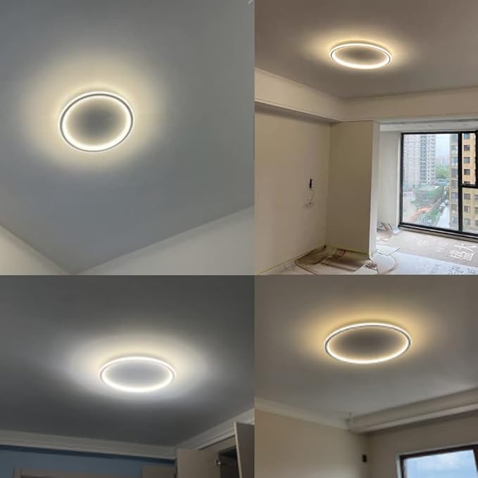 Dimmable LED Ceiling Light Fixture Flush Mount,24" Modern Round Recessed Ceiling Lamp with APP Adjustment,Gold 66W Close to The Ceiling Lighting Living Room Bedroom,3000K-6000K