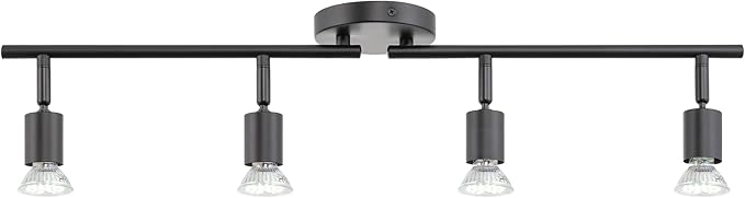 Kira Home Langford 27" Modern 4-Light Directional Track Wall/Ceiling Light + 4W LED Bulbs, Adjustable Heads, Black Finish