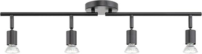 Kira Home Langford 27" Modern 4-Light Directional Track Wall/Ceiling Light + 4W LED Bulbs, Adjustable Heads, Black Finish