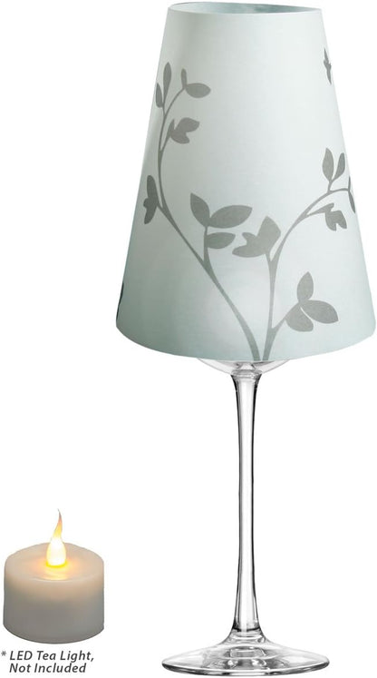 Royal Designs Vellum Tea Light Paper Wine Glass Lampshade, Flower Sprout Silhouette, Set of 20, Gray Sprout (TLS-1015-20)
