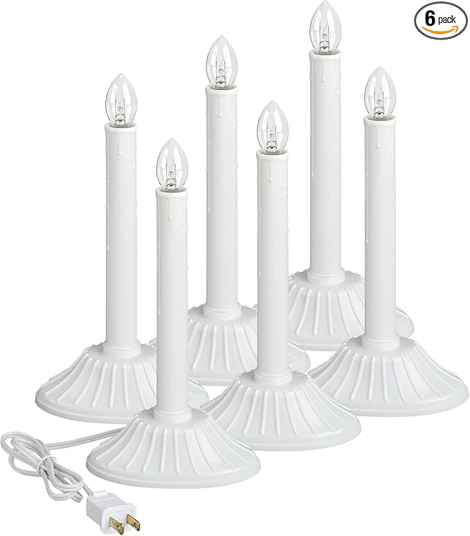 Xodus Innovations AC1170-6 Electric Plug in Flameless Candle, White, 10 inches.