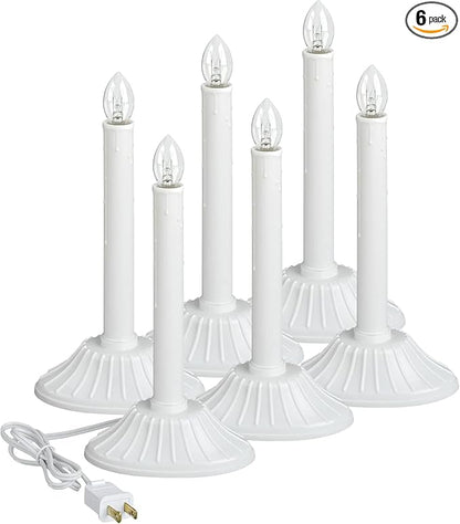 Xodus Innovations AC1170-6 Electric Plug in Flameless Candle, White, 10 inches.